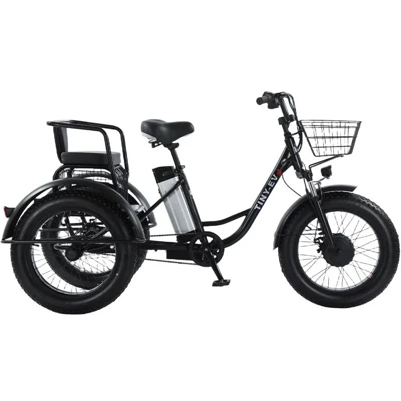 Tricycle Fat Tire Electric Bicycle 20 Inch 3 Wheel Electric Cargo Bike lithium Battery Removable