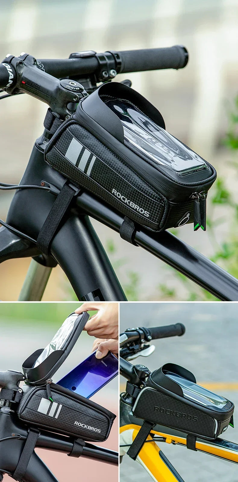 ROCKBROS Bicycle Bag Waterproof Touch Screen Cycling Bag Top Front Tube Frame Phone Case Bike Accessories