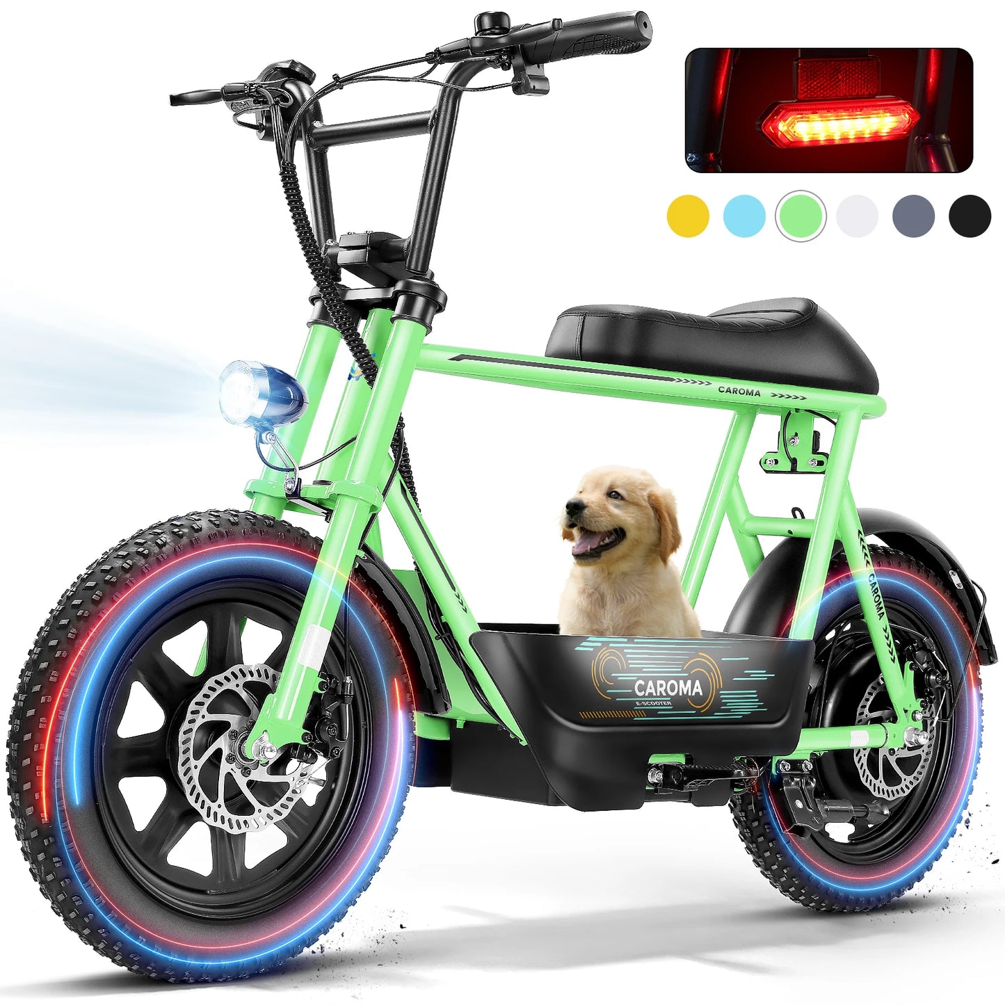 Peak 819W Electric Scooters with Seat for Adults, 16" Fat Tire for All-Terrain, Commuter Ebike for Teens, with Carry Basket