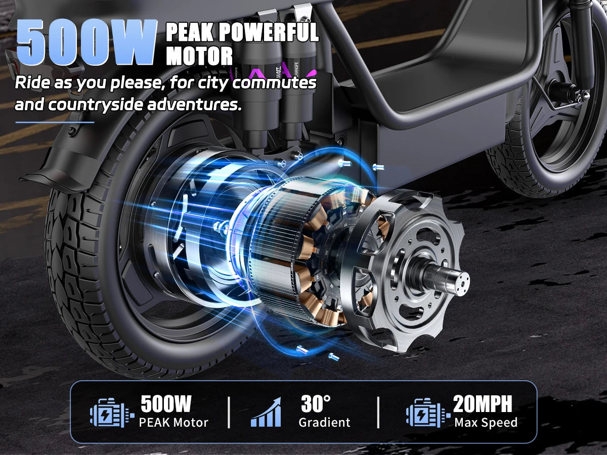 Folding Electric Scooter , 700W Peak Motor 48V 17.5Ah 300lbs Max Load,10 Full Shock Foldable EScooter Absorption