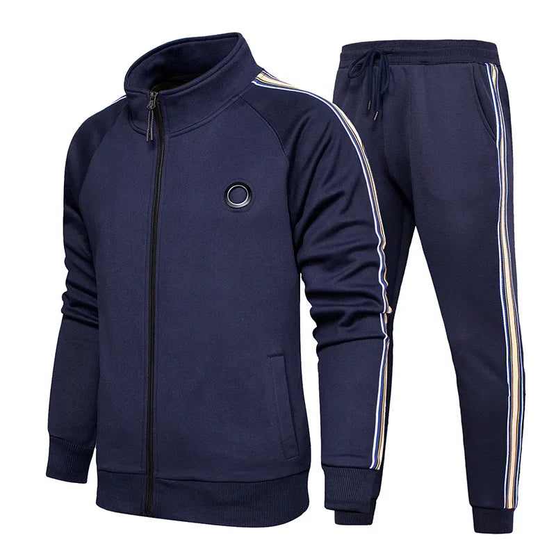 2024 Tracksuits Running Sets Men's Sportswear Autumn Winter 2 Pieces Sweatshirt+Pants Brand Blue Jogging Clothes Sports Suit