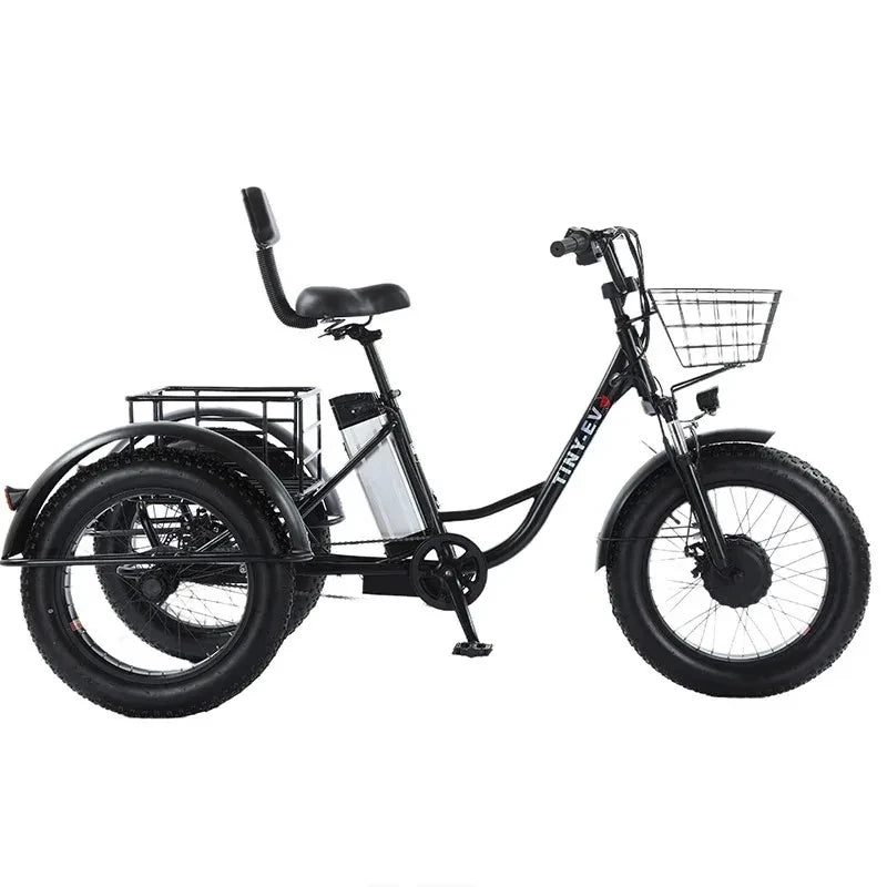 Electric Tricycle Fat Tire Electric Bicycle Powerful 48V 500W Lithium Battery Removable