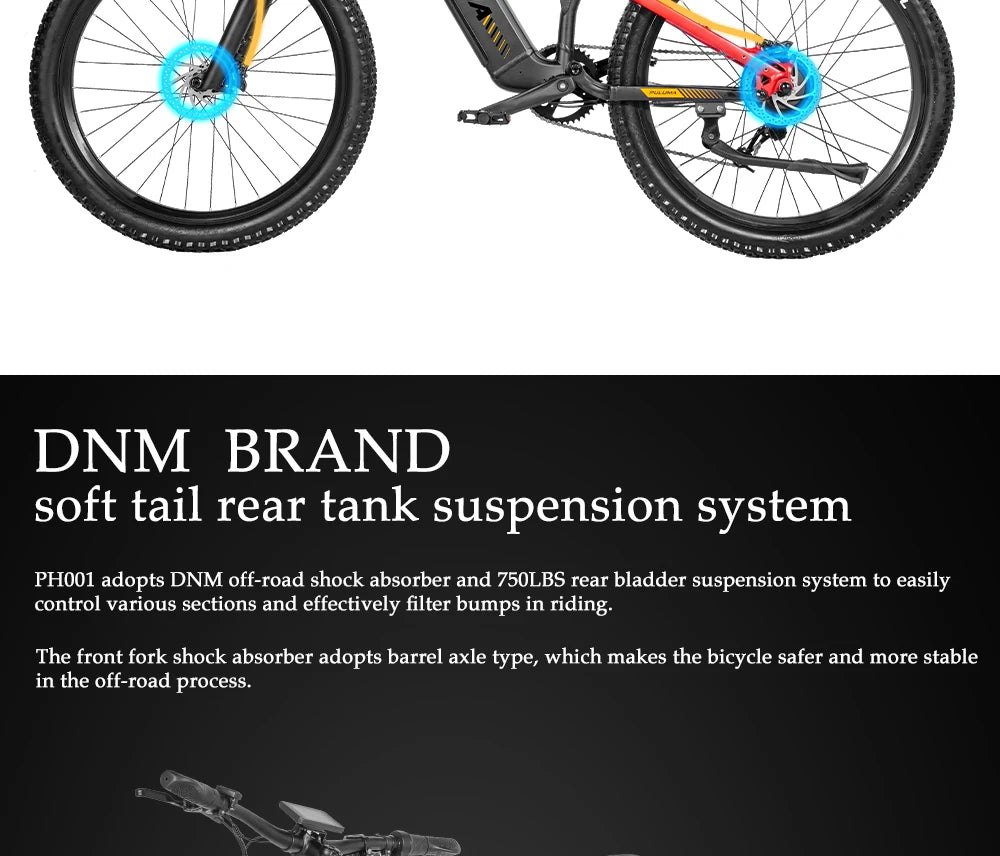 PULUMA Smart Electric Bike 48V 1000W  {Panasonic battery 48V 20AH} with pedal assist hydraulic disc brakes