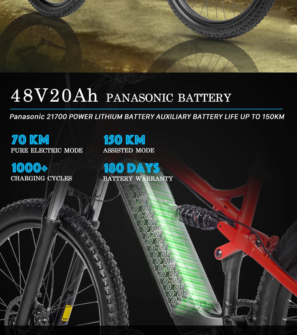 PULUMA Smart Electric Bike 48V 1000W  {Panasonic battery 48V 20AH} with pedal assist hydraulic disc brakes