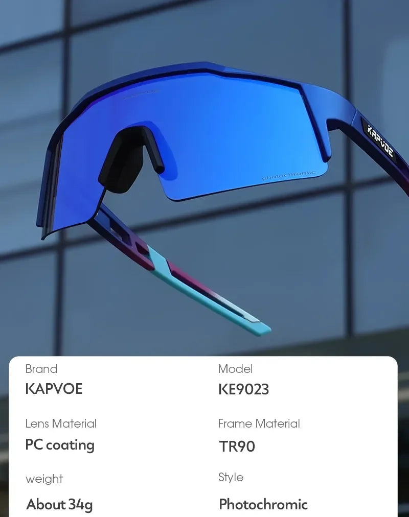 Kapvoe Photochromic Cycling Sunglasses for Men Cycl Glasses Mountain Bicycle Goggles Women Outdoor Sports Running UV400 Eyewear