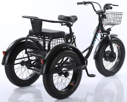 Electric Tricycle Fat Tire Electric Bicycle Powerful 48V 500W Lithium Battery Removable