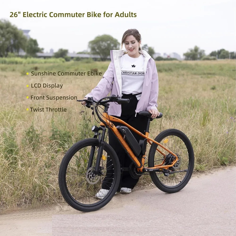 Electric Mountain Ebike 26" Tire, 7-Speed Fast