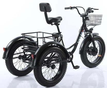 Electric Tricycle Fat Tire Electric Bicycle Powerful 48V 500W Lithium Battery Removable