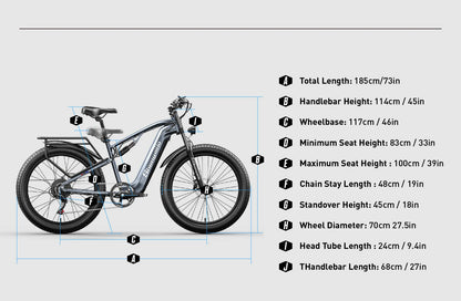 Shengmilo Electric Bicycle  with 48V 17.5Ah Battery ,1000W BAFANG Motor