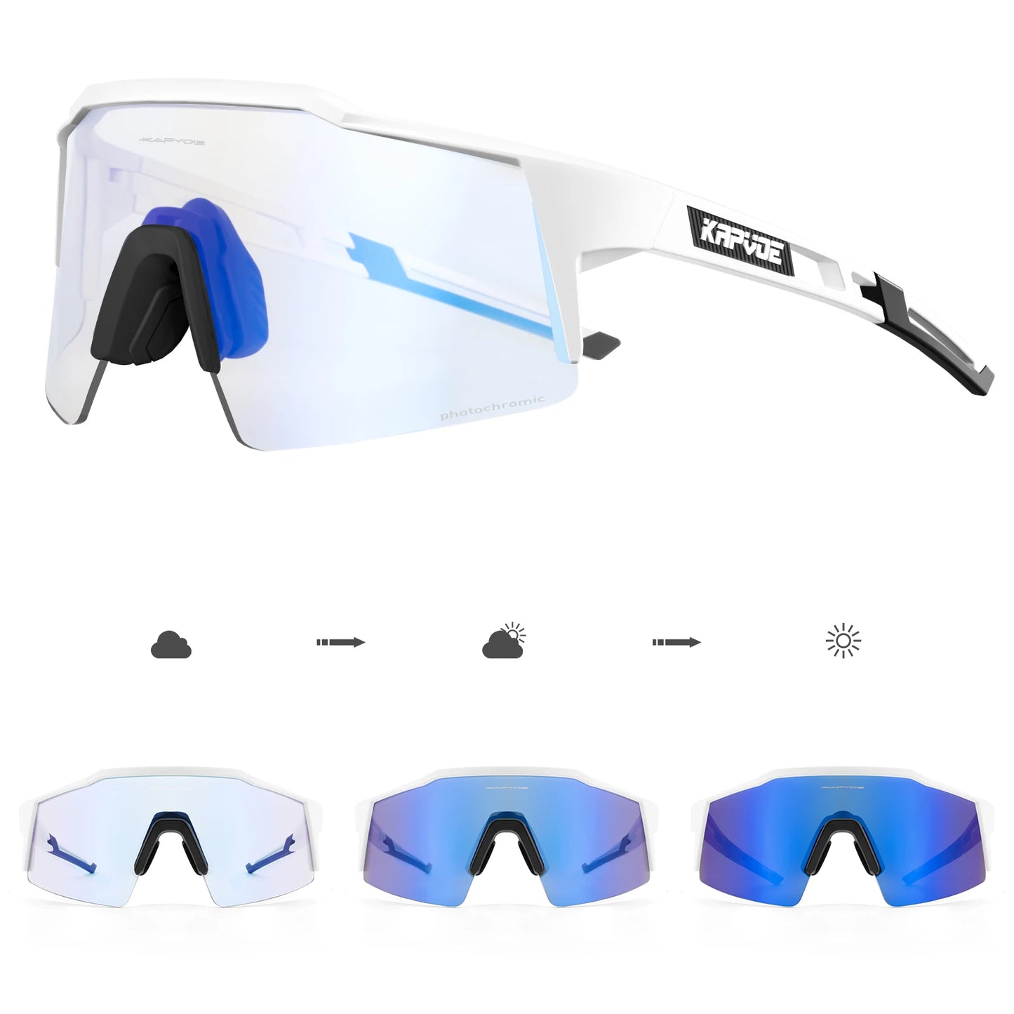 Kapvoe Photochromic Cycling Sunglasses for Men Cycl Glasses Mountain Bicycle Goggles Women Outdoor Sports Running UV400 Eyewear