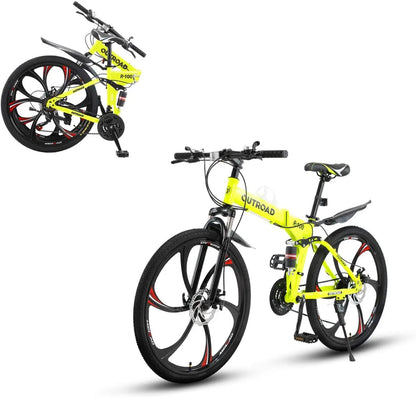 Folding Mountain Bike, 21-Speed High Carbon Steel, Adult, 26-inch Durable Tires Electric bikes