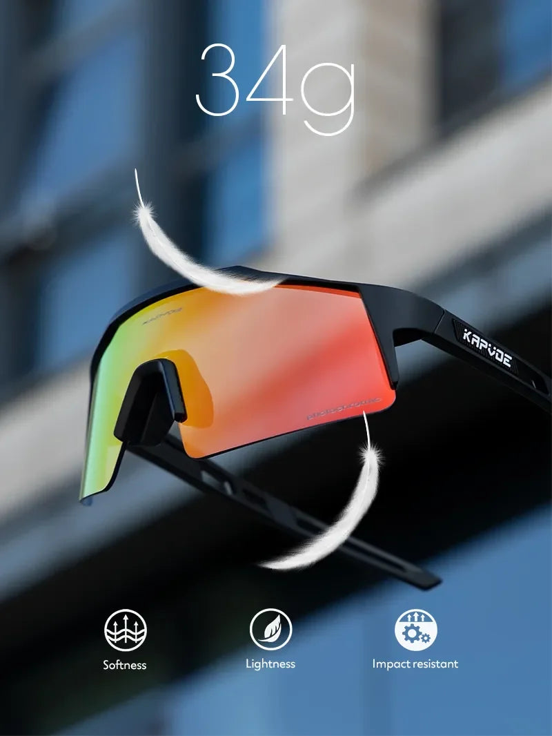 Kapvoe Photochromic Cycling Sunglasses for Men Cycl Glasses Mountain Bicycle Goggles Women Outdoor Sports Running UV400 Eyewear