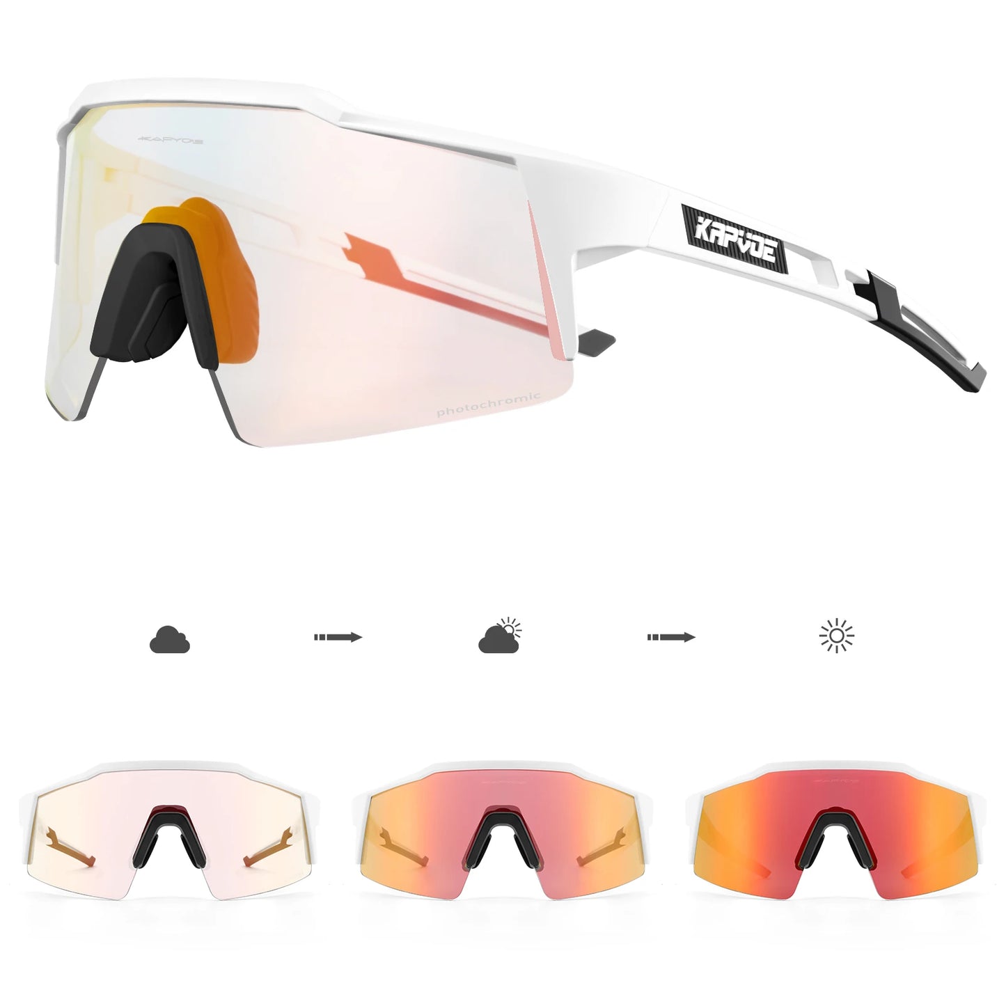 Kapvoe Photochromic Cycling Sunglasses for Men Cycl Glasses Mountain Bicycle Goggles Women Outdoor Sports Running UV400 Eyewear