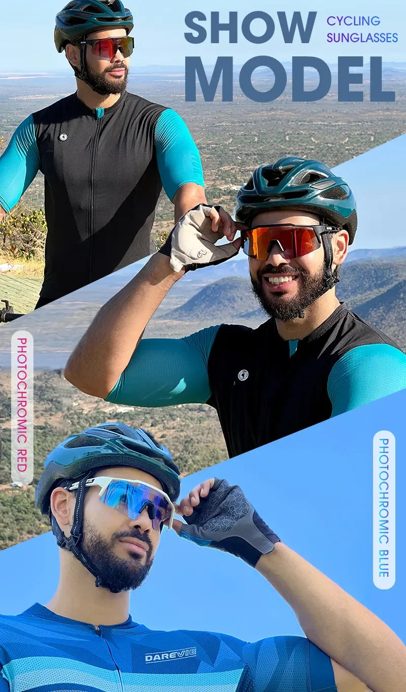 Kapvoe Photochromic Cycling Sunglasses for Men Cycl Glasses Mountain Bicycle Goggles Women Outdoor Sports Running UV400 Eyewear