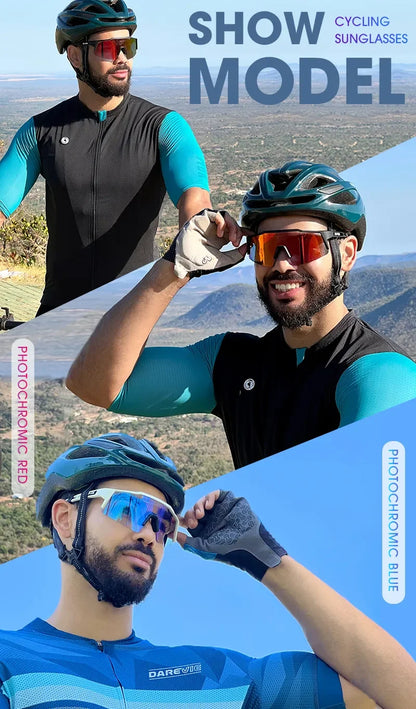 Kapvoe Photochromic Cycling Sunglasses for Men Cycl Glasses Mountain Bicycle Goggles Women Outdoor Sports Running UV400 Eyewear