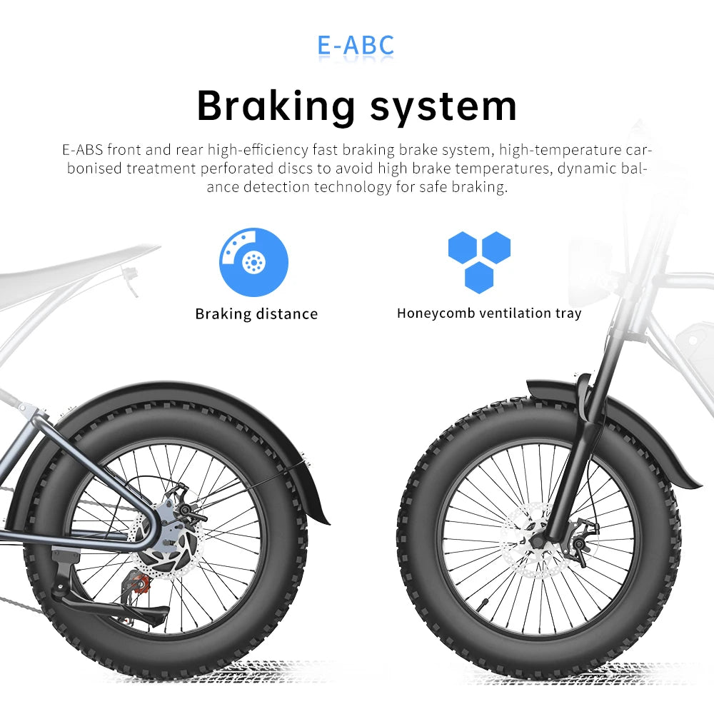 EKX T1 Road Electric Bike 20‘’*4.0 Fat Tires 1000W Motor 48V