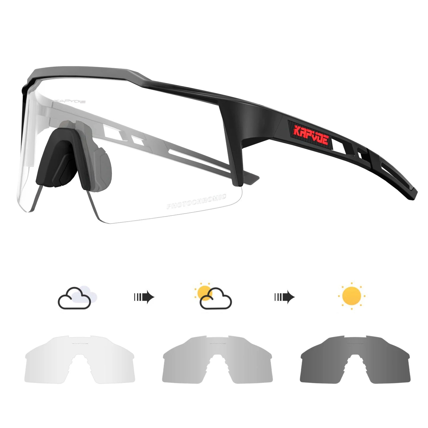 Kapvoe Photochromic Cycling Sunglasses for Men Cycl Glasses Mountain Bicycle Goggles Women Outdoor Sports Running UV400 Eyewear