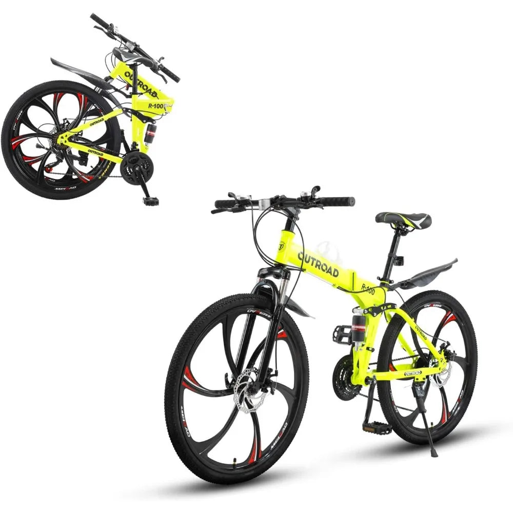 Folding Mountain Bike, 21-Speed High Carbon Steel, Adult, 26-inch Durable Tires Electric bikes