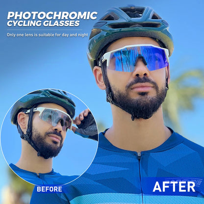 Kapvoe Photochromic Cycling Sunglasses for Men Cycl Glasses Mountain Bicycle Goggles Women Outdoor Sports Running UV400 Eyewear