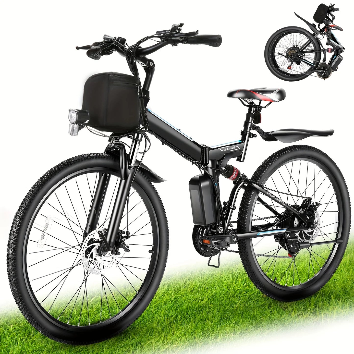 Vivi  Folding Electric Bike 26" with 500W Motor,48V 20MPH Removable Battery