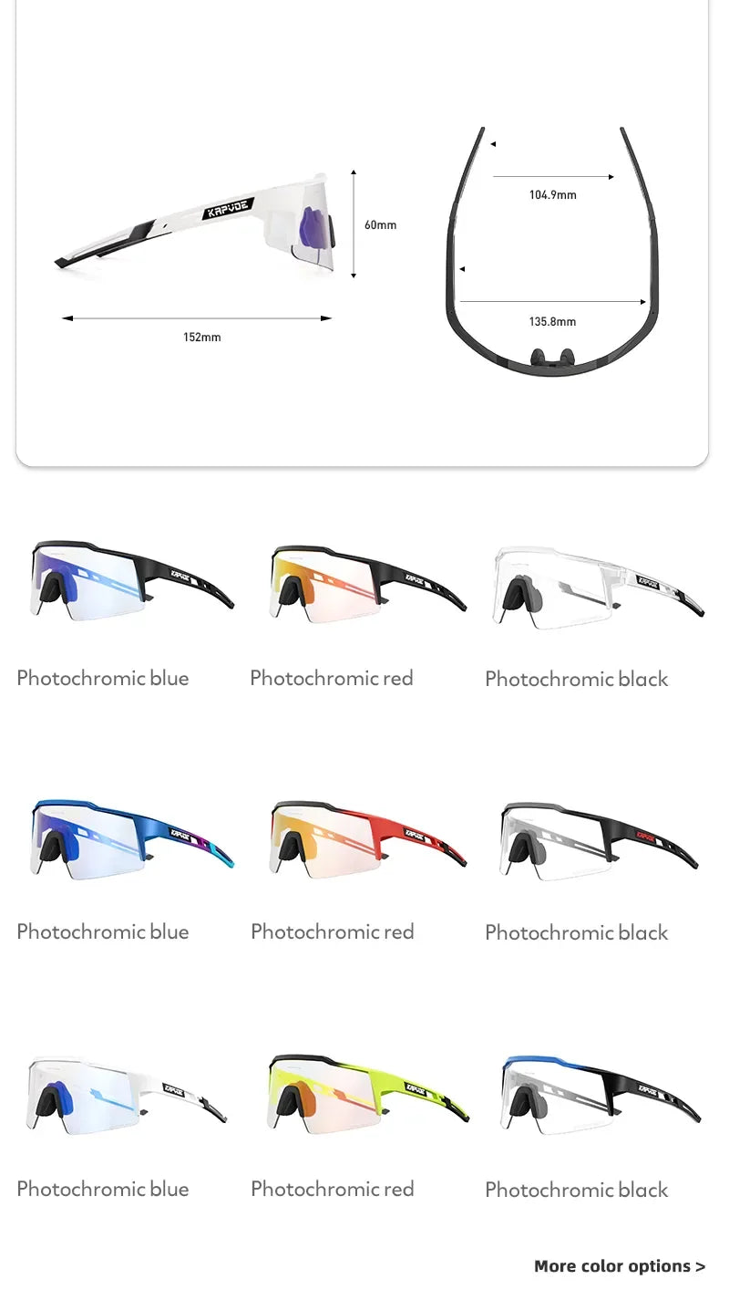 Kapvoe Photochromic Cycling Sunglasses for Men Cycl Glasses Mountain Bicycle Goggles Women Outdoor Sports Running UV400 Eyewear