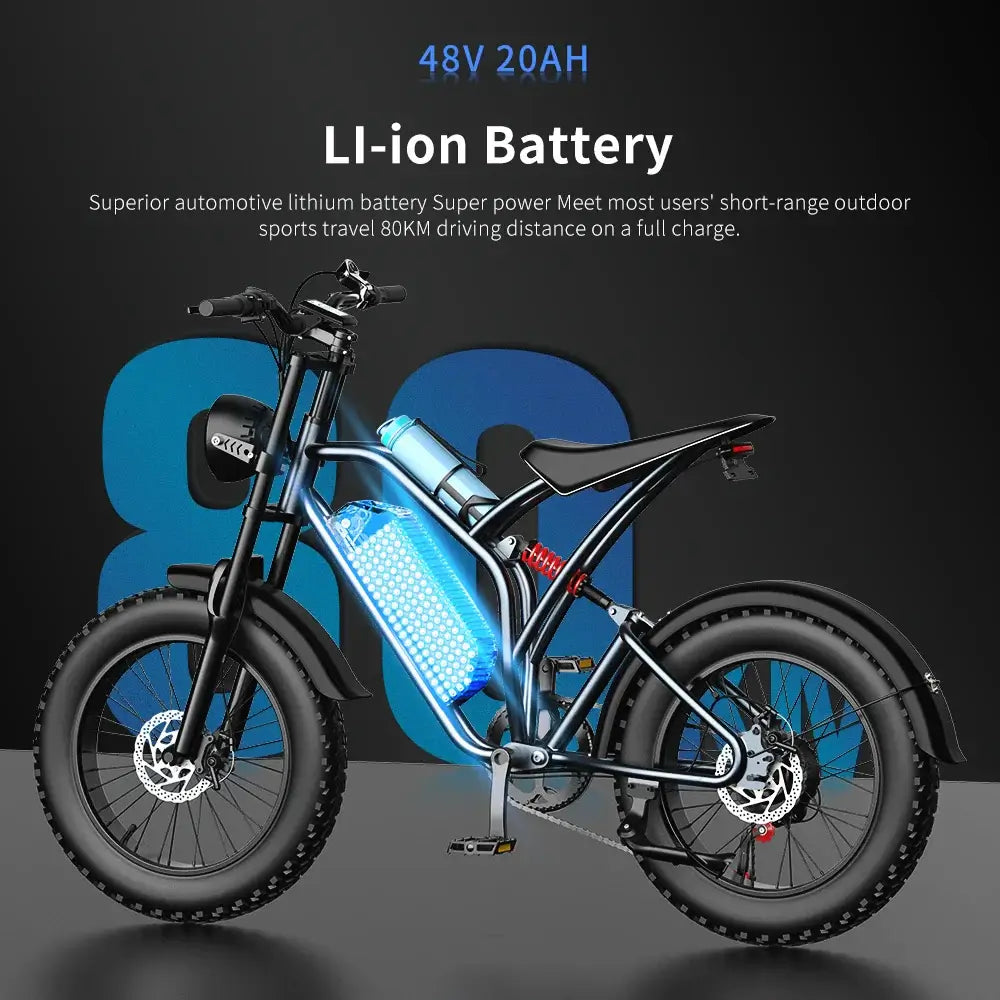 DeePower Electric Bike 20‘’*4.0 Fat Tires 1000W Motor 48V20AH Lithium Battery 55Km/h Electric Bicycle For Adults Mountain EBike Electric bikes