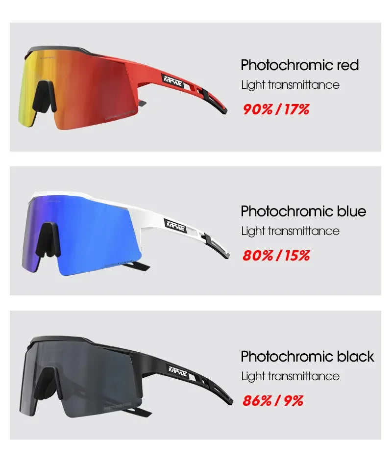Kapvoe Photochromic Cycling Sunglasses for Men Cycl Glasses Mountain Bicycle Goggles Women Outdoor Sports Running UV400 Eyewear