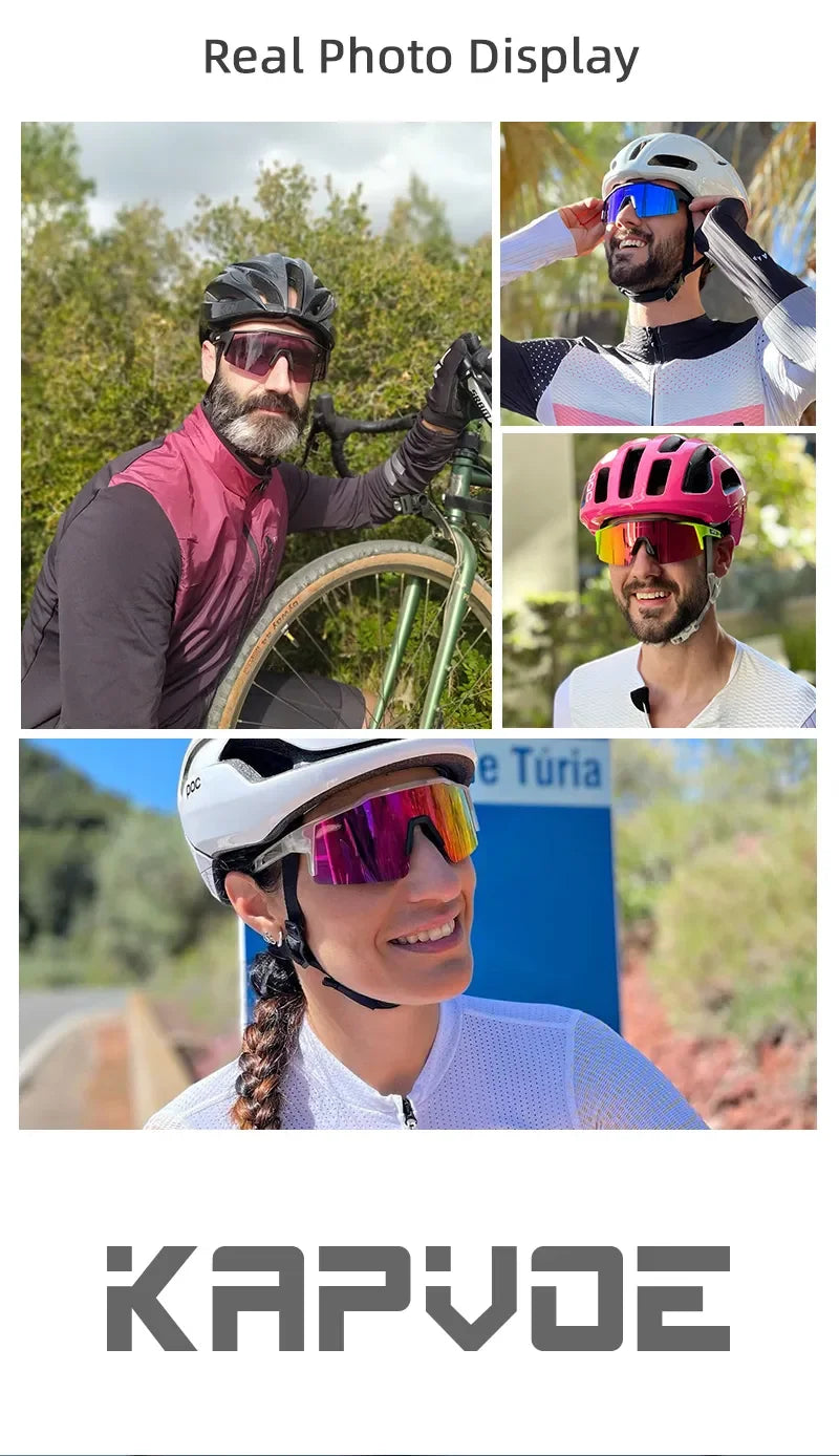 Kapvoe Photochromic Cycling Sunglasses for Men Cycl Glasses Mountain Bicycle Goggles Women Outdoor Sports Running UV400 Eyewear
